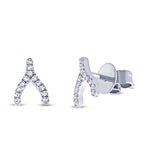 0.06ct 14k White Gold Diamond Wishbone Stud Earring